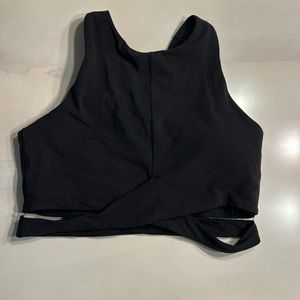 Athleta Conscious Cut Out Crop Top Bra A-C BLACK size L